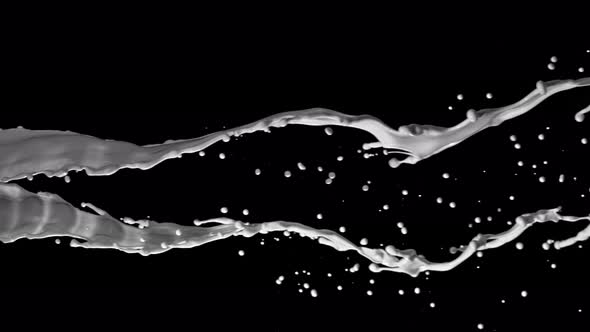 Super Slow Motion Shot of Twisting White Splash at 1000Fps Isolated on Black Background