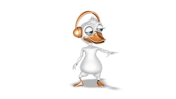 Cartoon Duck Dance  Looped on White