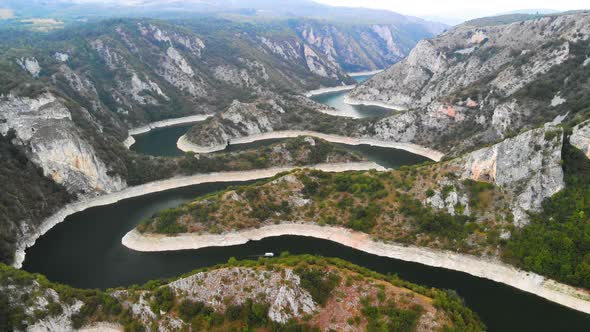 Aerial View Meanders of River Uvac