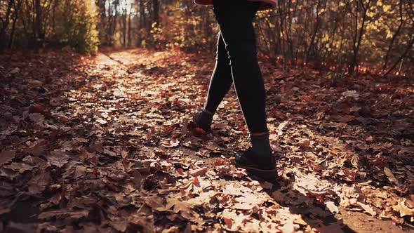 Walking in Fall Forest Girl.