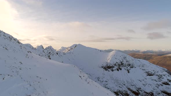 Snowy Mountain Aerial View in the Winter