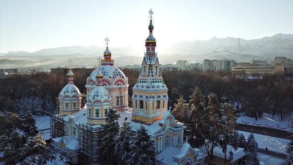 Golden Domes of the Church at Dawn