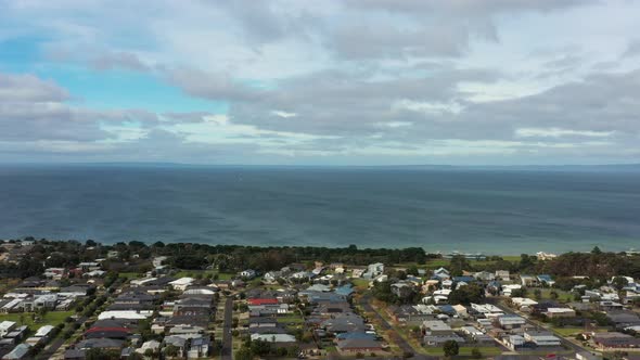 AERIAL DOLLY FORWARDS Coastal Township Of St Leonards, Victoria Australia