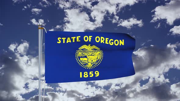 Oregon Flag Waving 4k