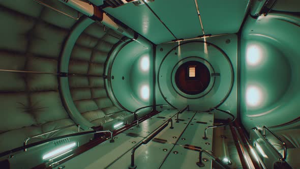 Dark Space Ship Futuristic Interior alt