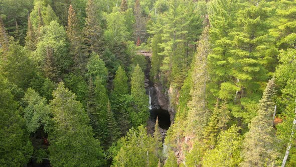 Fly over two beautiful waterfalls in Minnesota north shore caribou falls