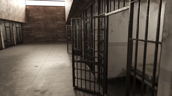 Jail hallway. Prisoner enters into the old awful prison cell and it closes.