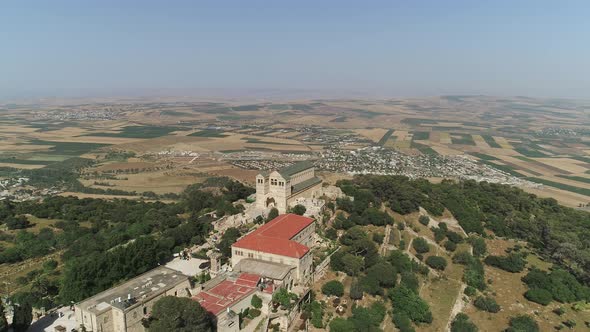 Aerial of the church and the monastery 