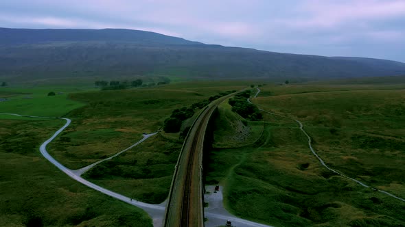 Ribblehead Viaduct Yorkshire Dales Aerial Drone Sc09