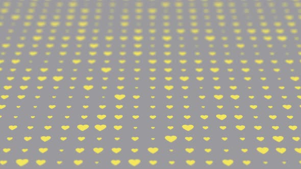 Color of the Year 2021 Illuminating heart that change their size on Ultimate gray background.