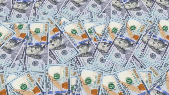 Rotating New Hundred Dollar Banknotes 4K Looped