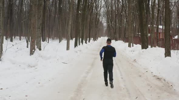 Winter Jogging in City Park