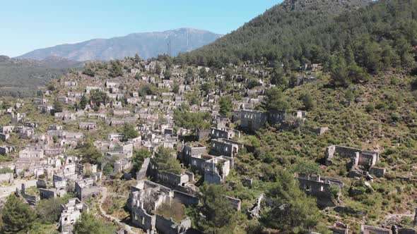 Aerial Drone View Former Greek Village Kayakoy Fethiye Turkey