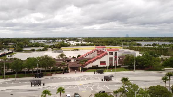 Aerial Footage Sheridan Street Station Train Platform