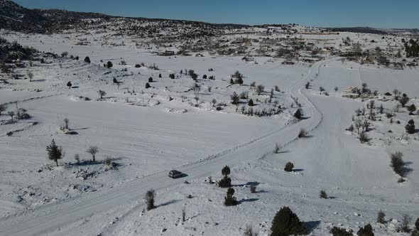 Panoramic Snowy Drive