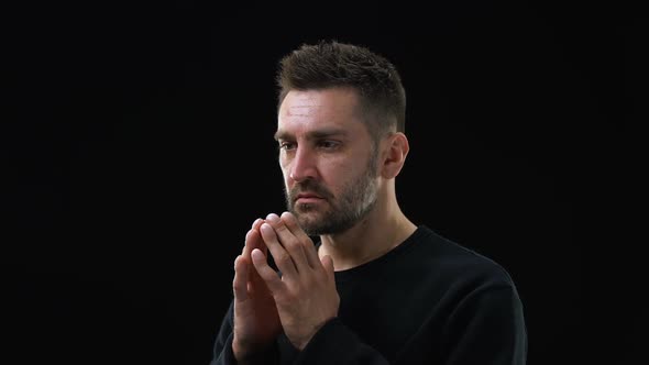 Praying Man Asking Help, Traditional Religious Ritual, Sins Repentance, Belief