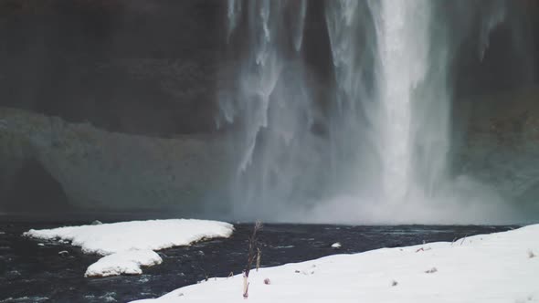 View of Magnificent Famous Waterfall Seljalandsfoss in Iceland