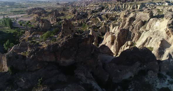 Cappadocia Hills And Towers Aerial View 