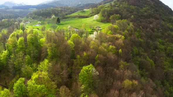 Aerial Video of the Small Town of Pasturo in Lombardy North Italy Showing Mountain Panorama Forest