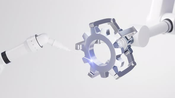 Mechanical arm with white background