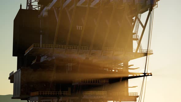 Image of Oil Platform While Cloudless Day.