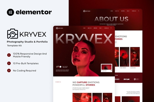 Kryvex - Photography Studio & Portfolio Elementor Template Kit