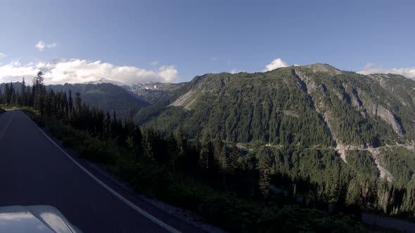 Drive Overlooking Stevens Canyon Road By Mt Rainier