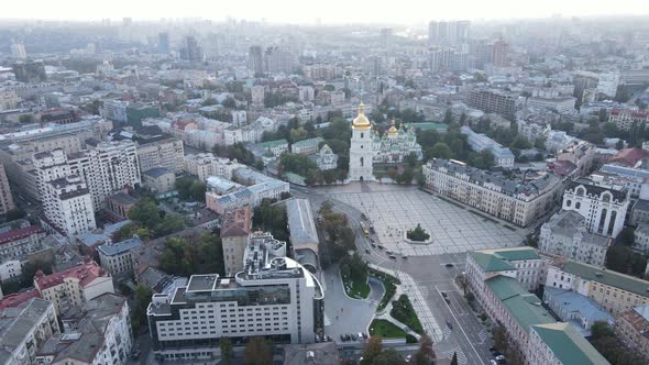 Cityscape of Kyiv, Ukraine. Aerial View, Slow Motion