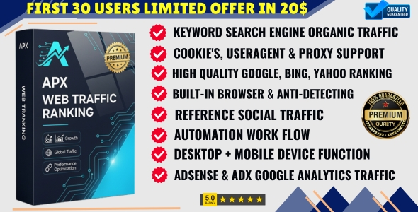 APX Traffic - Organic Website Traffic Bot Visits Generator with Proxy Support & Anti-Detection