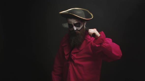 Scary Bearded Man Dressed Up Like a Pirate