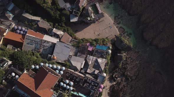 Aerial View of Famous Party Place Single Fin in Uluwatu.