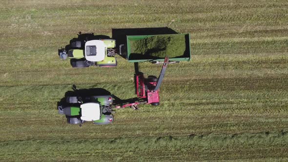 Grass Harvesting Machines In The Field