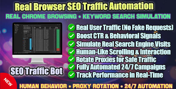 SEO Traffic Bot – Real Browser Keyword Visitor & CTR Booster