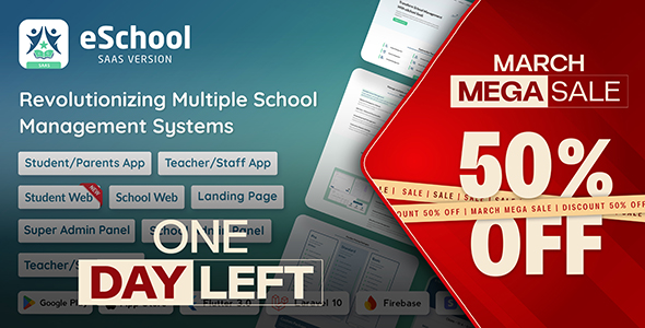 eSchool SaaS – School Management System with Student/Parent Flutter App, Student Web, Laravel Panel