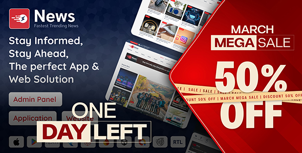 News App and Web - Flutter News App for Android and iOS App | Laravel Admin Panel + News Website
