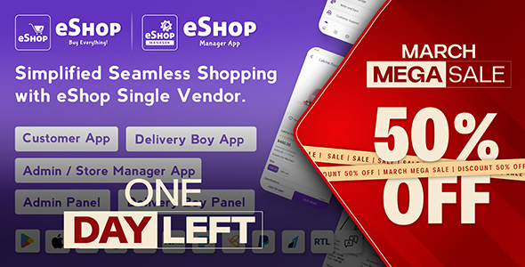 eShop - eCommerce Single Vendor App | Shopping eCommerce App with Flutter
