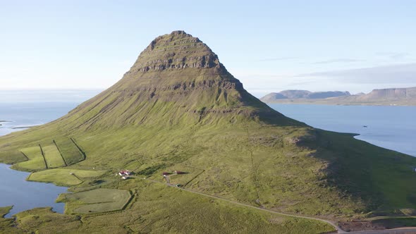 Aerial view of Kirkjufell mountain