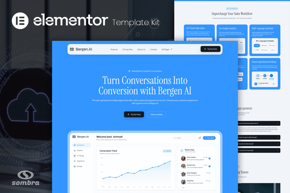 Bergen AI - All in One Sales Agent & Automation Ai Elementor Template Kits