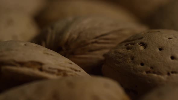 Cinematic, rotating shot of almonds on a white surface - ALMONDS 109