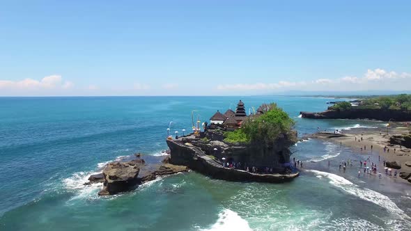 Aerial View of Tanah Lot Temple, Beraban, Kediri, Tabanan Regency, Bali, Indonesia.