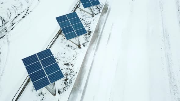 Aerial Solar Farm in Winter