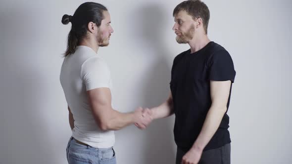 Two Guy Agreed Shook Hands Communicate