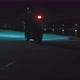 A Man Rides a Sports Motorcycle Through the City at Night Against the Backdrop of the River - VideoHive Item for Sale