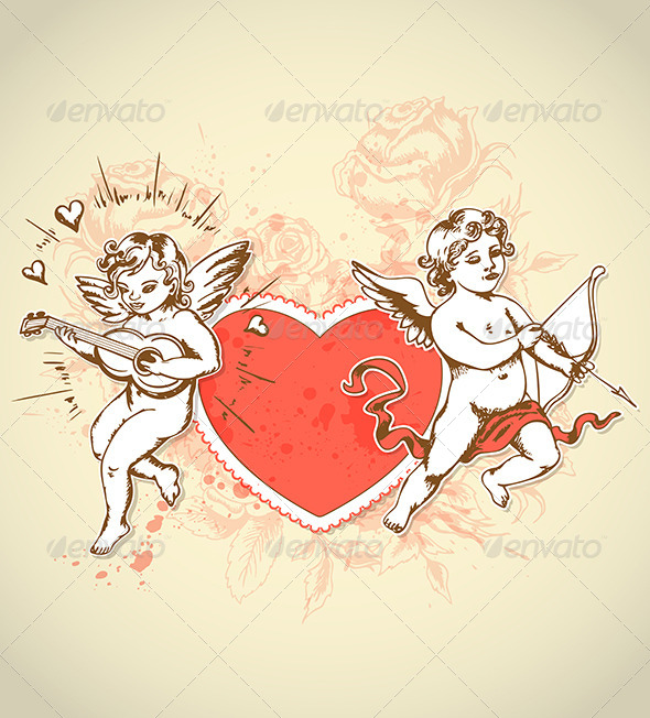 Valentine Card with Cupids