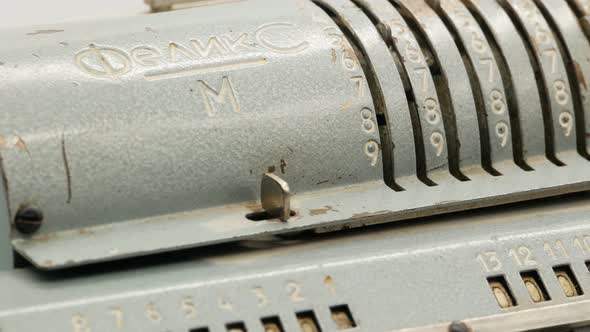 Old Soviet Mechanical Calculator Adding Machine 