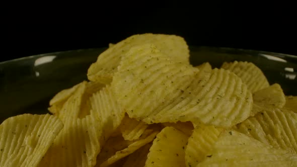 Ribbed Chips Spinning in Bowl