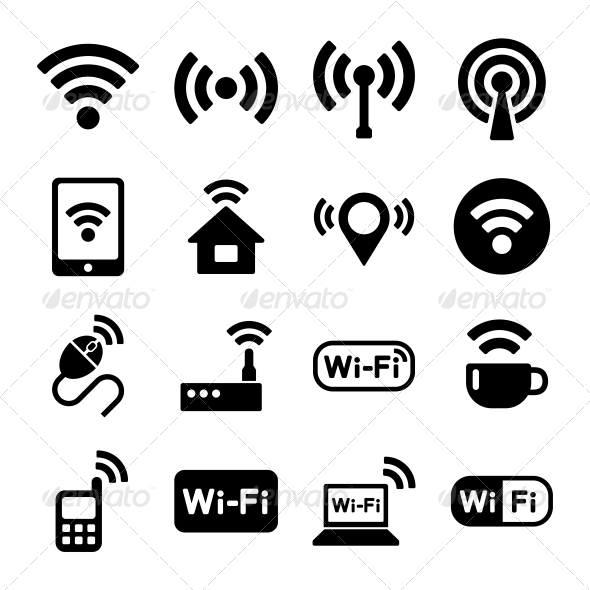 Wireless Technology, Wi-Fi Web Icons Set