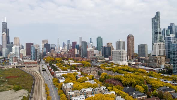 Chicago - Flyover South Loop in Autumn