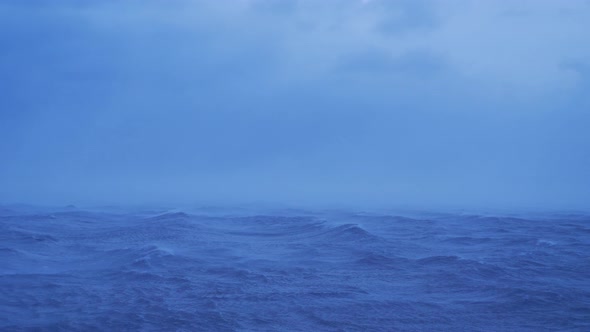 Panning Across Cold Winter Storm Passing Over Ocean In Iceland 2