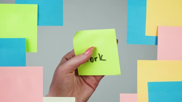 Note Sticker on Transparent Glass Closeup